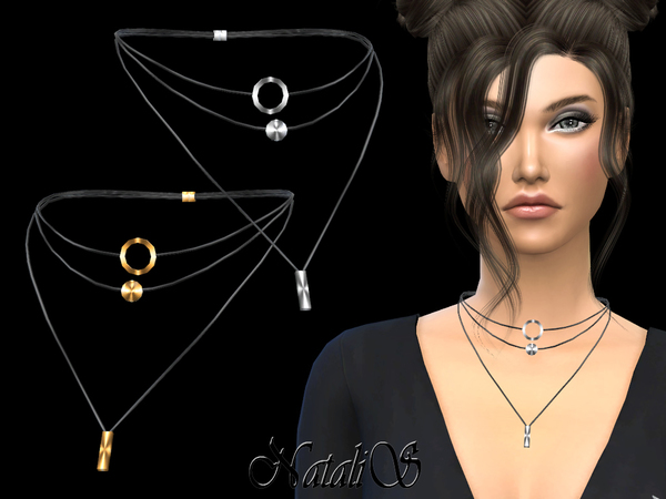 Sims 4 Necklace with geometric pendants by NataliS at TSR
