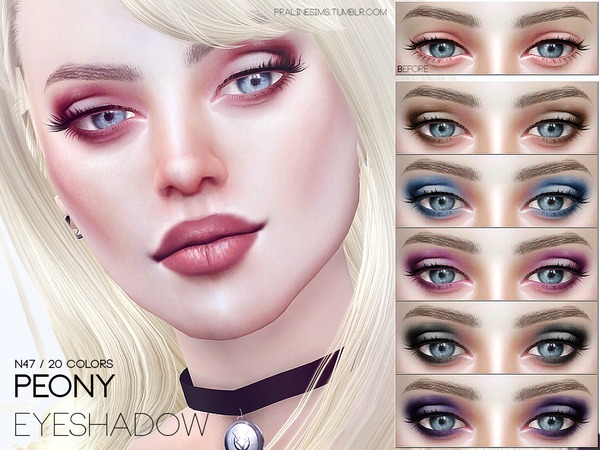Sims 4 Peony Eyeshadow N47 by Pralinesims at TSR