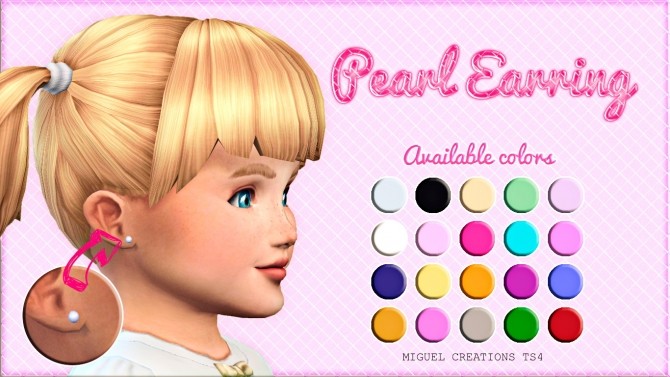 Sims 4 Toddler Pearl Earrings at Victor Miguel
