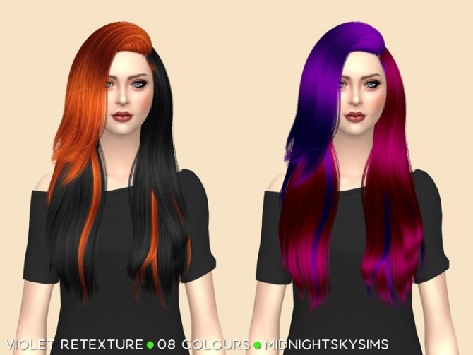 Sims 4 Violet Splittone Hair Retexture by midnightskysims at SimsWorkshop