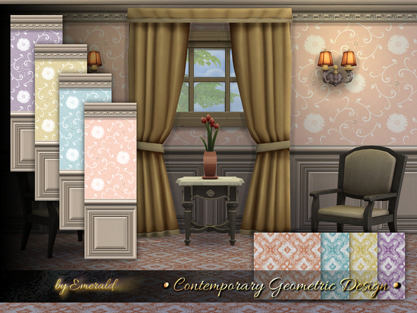 Sims 4 Contemporary Geometric Design Wall by emerald at TSR