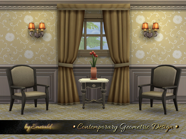 Sims 4 Contemporary Geometric Design Wall by emerald at TSR