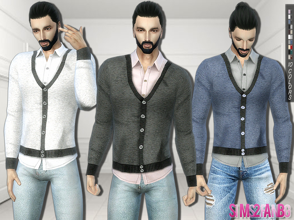 Sims 4 293 Shirt With Vest by sims2fanbg at TSR