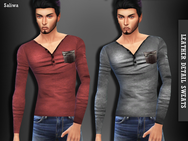 Sims 4 Leather Detail Tops by Saliwa at TSR