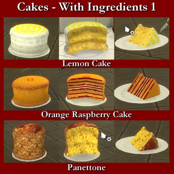 Sims 4 Custom Food Cakes With Ingredients 1 by Leniad at Mod The Sims