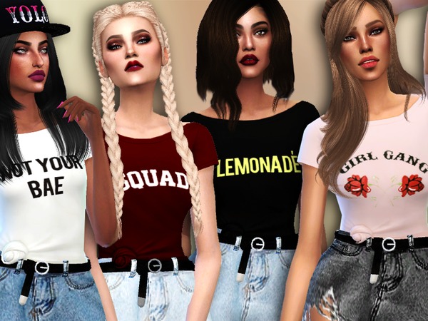 Sims 4 Not Your Bae Crop Tops by Simlark at TSR
