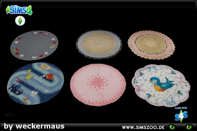 Sims 4 Mixed Round Rugs by weckermaus at Blacky’s Sims Zoo