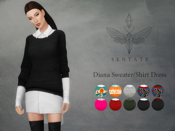 Sims 4 Diana Sweater (Top & Dress Options) by Sentate at Tukete