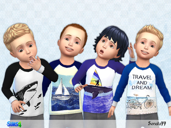 Sims 4 T shirt with long sleeves for toddler boys by Sonata77 at TSR