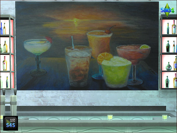 Sims 4 4 sets with 4 bar/restaurant paintings by Mabra at Arte Della Vita