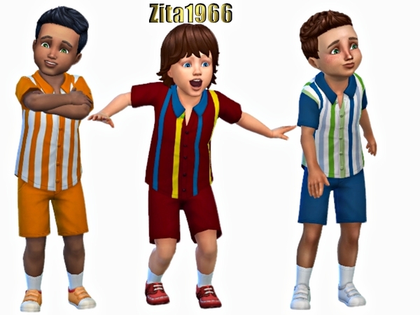 Sims 4 Toddler Boys Shirt and Shorts by ZitaRossouw at TSR