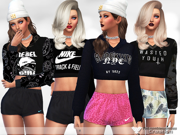 Sims 4 Simple Black Hoodie Collection by Pinkzombiecupcakes at TSR