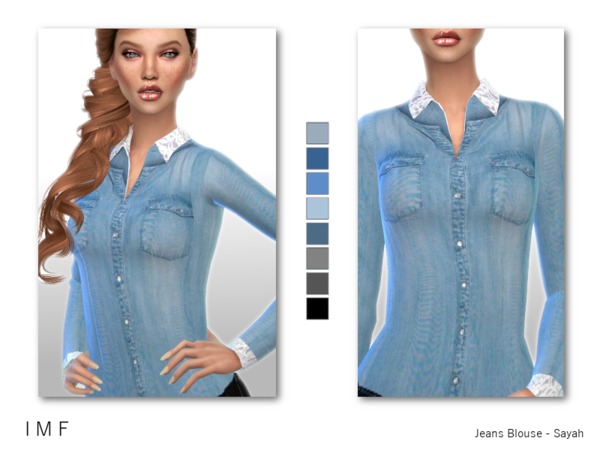 Sims 4 IMF Jeans Blouse Sayah by IzzieMcFire at TSR