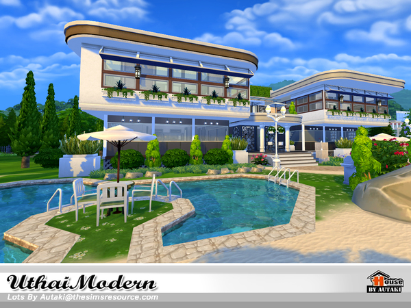Sims 4 Uthai Modern house by autaki at TSR