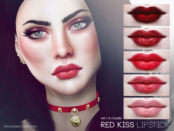 Sims 4 Red Kiss Lipstick N111 by Pralinesims at TSR