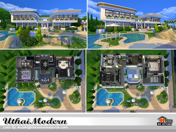 Sims 4 Uthai Modern house by autaki at TSR