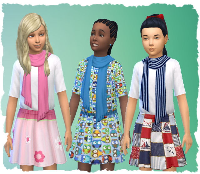 Sims 4 Outfit for girls with scarf by Chalipo at All 4 Sims
