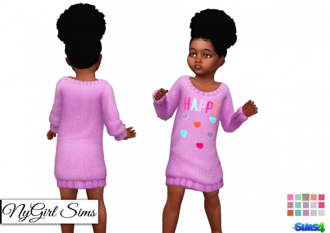 Sims 4 Ribbed Graphic Sweater Dress at NyGirl Sims