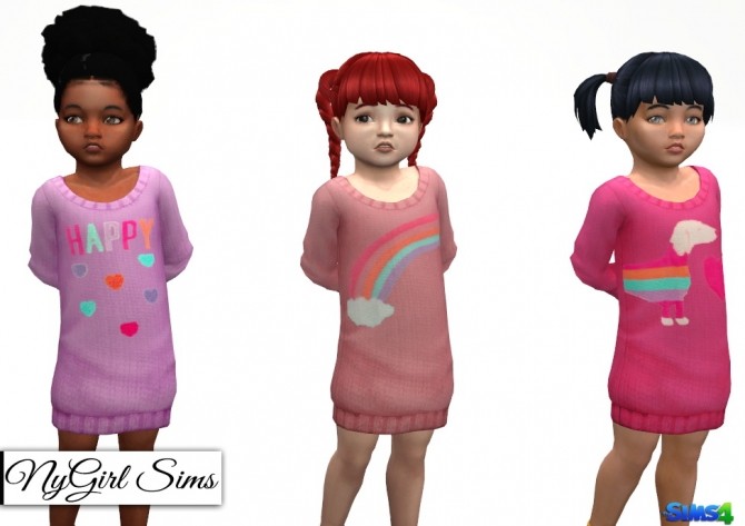 Sims 4 Ribbed Graphic Sweater Dress at NyGirl Sims