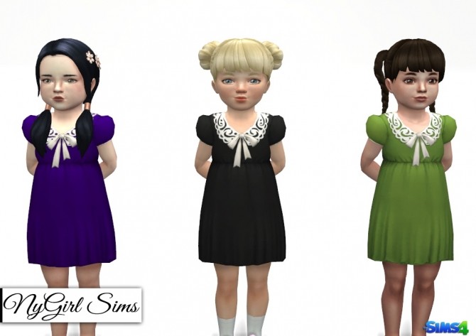 Sims 4 Collar and Bow Dress at NyGirl Sims