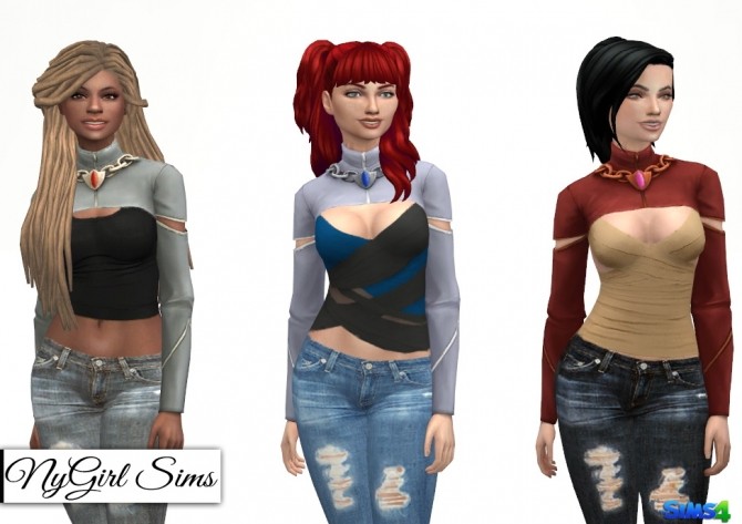 Sims 4 Cropped Cutout Jacket with Chains Acc at NyGirl Sims