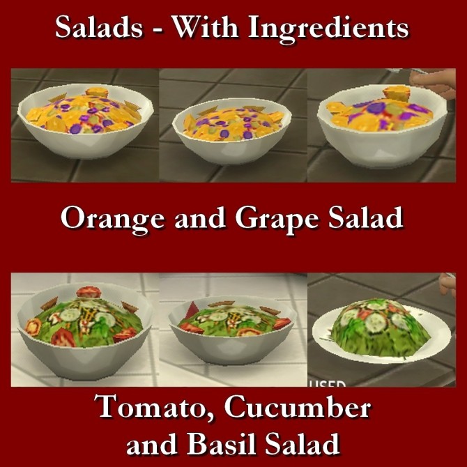 Sims 4 Custom Food Salads with Ingredients 1 by Leniad at Mod The Sims