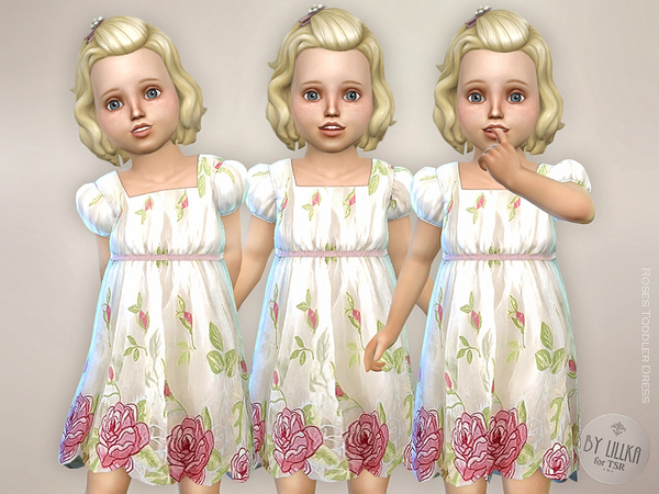 Sims 4 Roses Toddler Dress by lillka at TSR