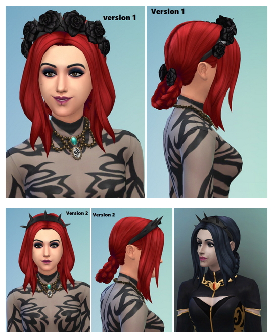 Sims 4 Vampire Braids with 2 Sidebangs in 3 Versions at Birksches Sims Blog