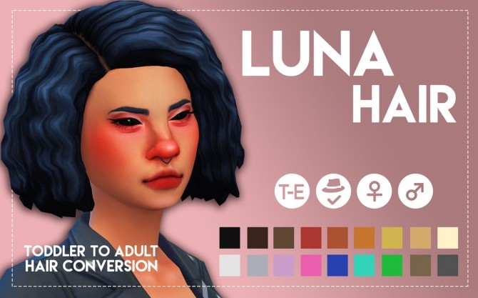 Sims 4 Luna Hair Conversion by Weepingsimmer at SimsWorkshop