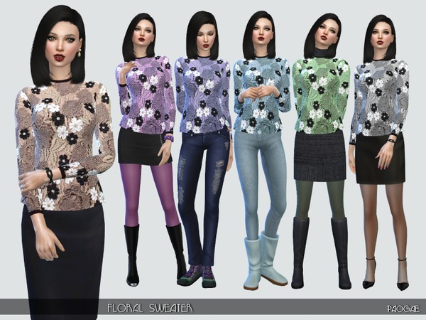 Sims 4 Floral sweater by Paogae at TSR