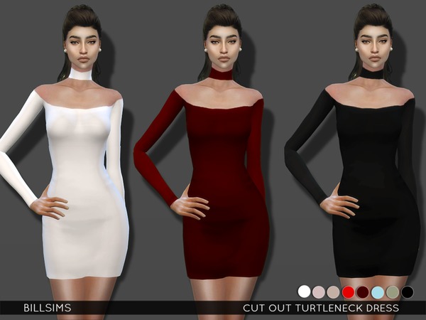 Sims 4 Cut Out Turtleneck Dress by Bill Sims at TSR