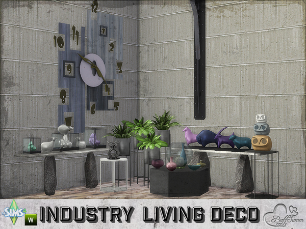 Sims 4 Livingroom Industry Decor Set by BuffSumm at TSR