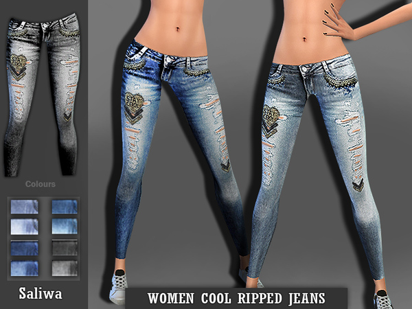 Sims 4 Women Cool Ripped Jeans by Saliwa at TSR