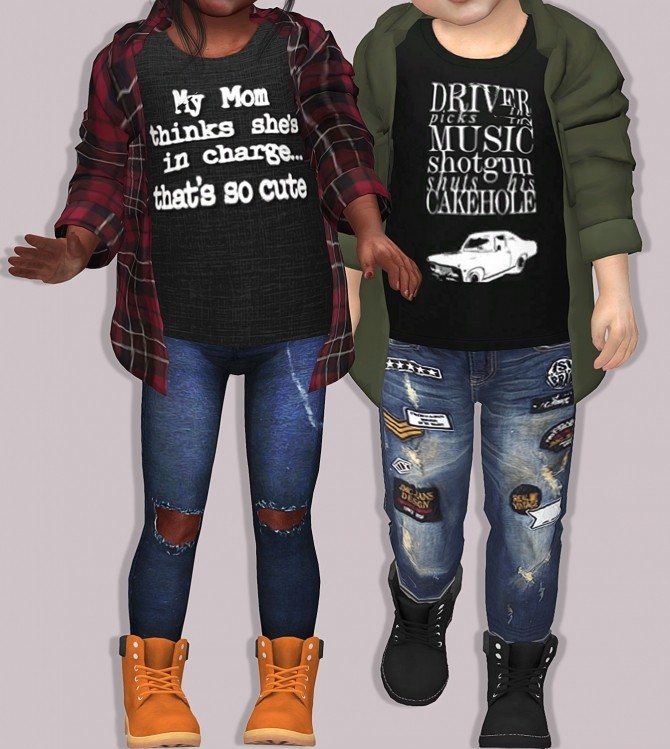 Sims 4 Chisami Plaid Accessory Shirt for Toddlers at Lumy Sims