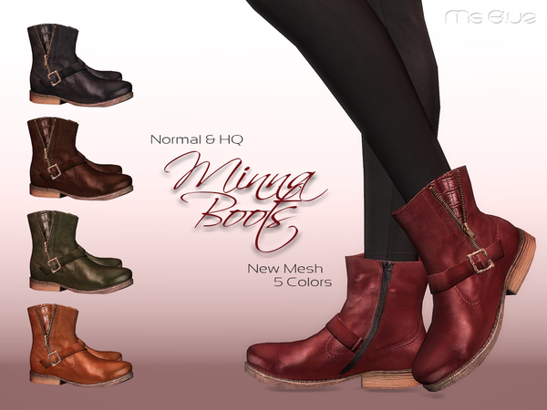 Sims 4 Minna Boots Normal + HQ by Ms Blue at TSR
