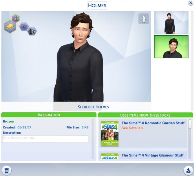Sims 4 BBCs Sherlock Holmes (No CC) by Vesuvius at Mod The Sims