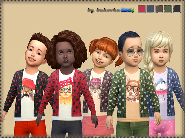 Sims 4 Knitted Jacket Hearts by bukovka at TSR