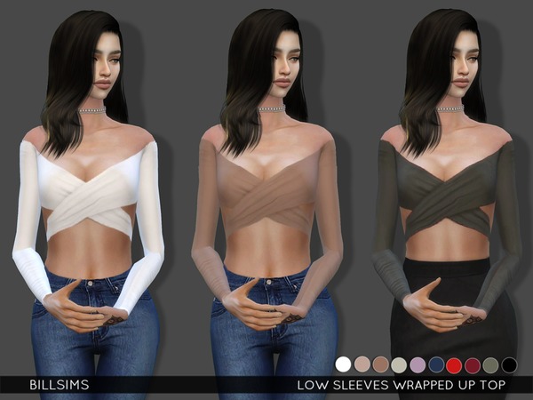 Sims 4 Low Sleeves Wrapped Up Top by Bill Sims at TSR