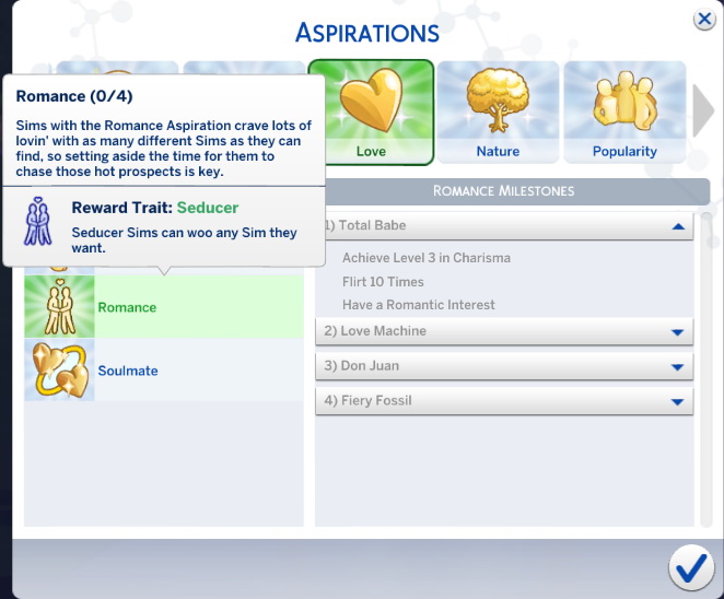 Sims 4 Romance Aspiration (TS2 TS4) by jackboog21 at Mod The Sims