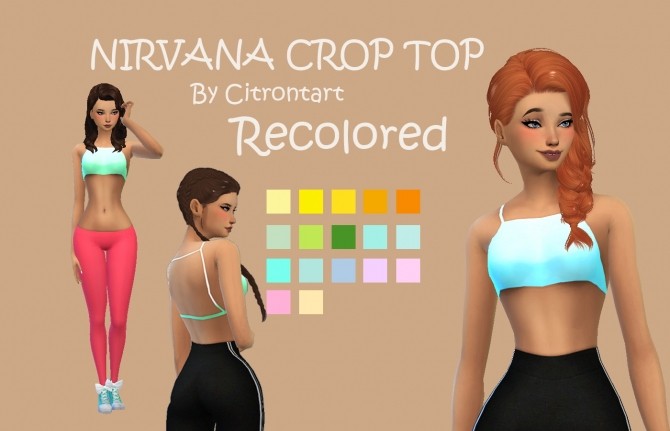Sims 4 Nirvana Crop Top Recolor by CandySimmer at SimsWorkshop