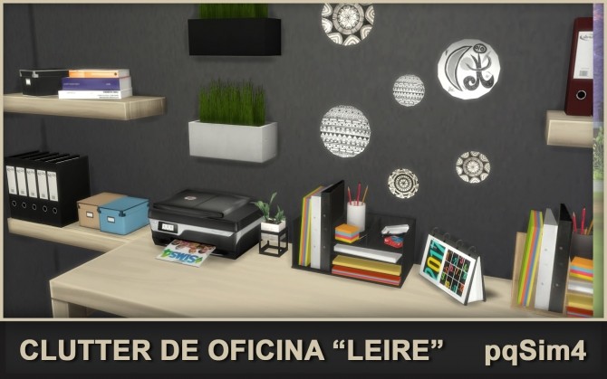 Sims 4 Leire office clutter by Mary Jiménez at pqSims4