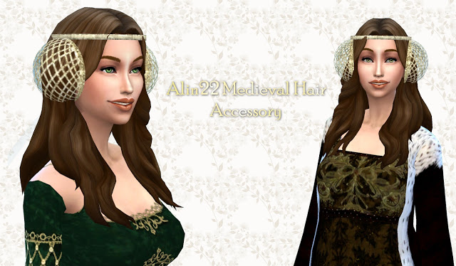 Sims 4 Medieval Long Hair with Buns & Metallic Hairnets Accessory at Mythical Sims 4