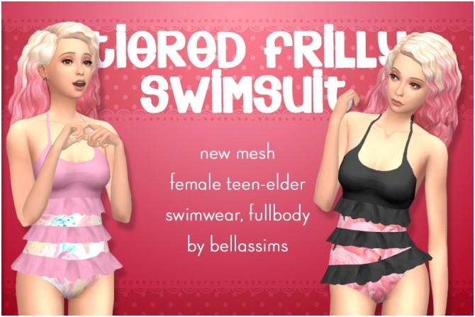 Sims 4 Tiered frilly swimsuit at Bellassims