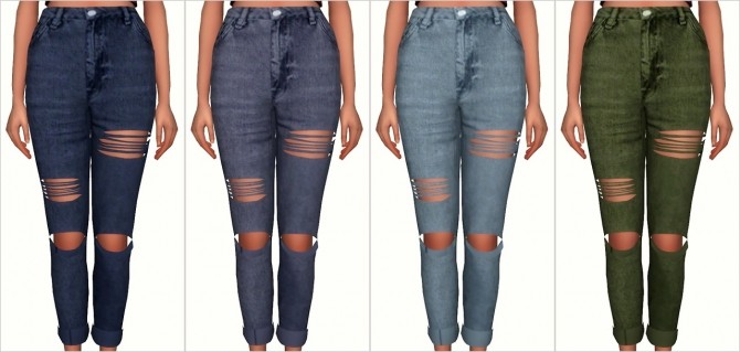 Sims 4 Thelifeofaplumbobs Ripped Jeans converted at Elliesimple