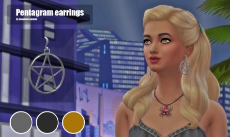 Pentagram earrings by cowplant-simmer at Mod The Sims