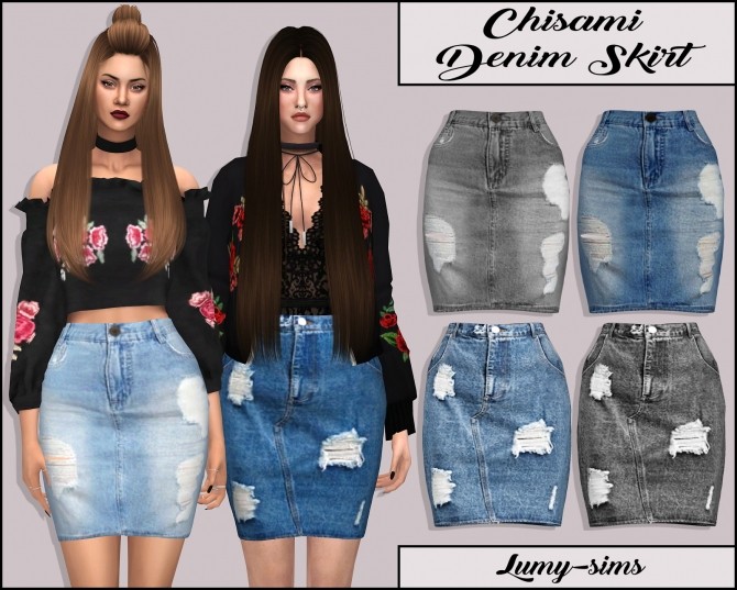 Sims 4 Chisami Denim Skirt at Lumy Sims