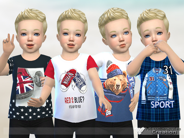 Sims 4 Toddler Boy T shirt Collection 01 by Pinkzombiecupcakes at TSR