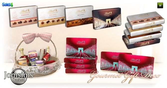 Sims 4 Box of chocolates, basket, various gourmet deco at Jomsims Creations