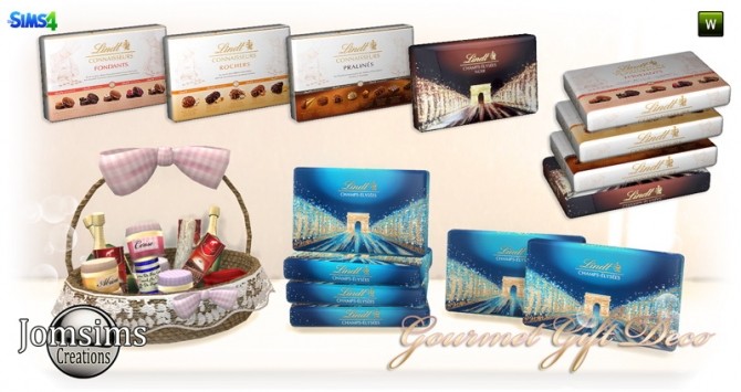 Sims 4 Box of chocolates, basket, various gourmet deco at Jomsims Creations