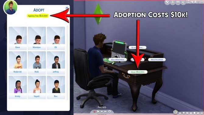 Sims 4 Adoption Costs mod by Simstopics at Mod The Sims